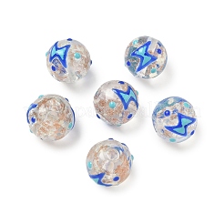 Светящиеся стеклянные бусины ручной работы с эмалью золотого песка LAMP-U004-08G