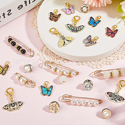 Pendentifs en alliage émaillé et broche épingle de sûreté en alliage&nbsp;AJEW-SP0002-04