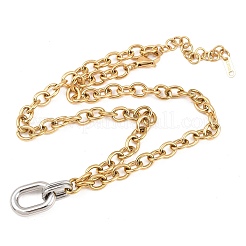 Colliers à pendentif ovale bicolore en acier inoxydable 304 pour femmes&nbsp;NJEW-T020-02C-GP