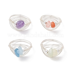 4 шт. 4 стильных кольца с драгоценными камнями&nbsp;RJEW-TA00234-02