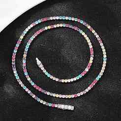 925 collier tennis en argent sterling pavé de zircones cubiques colorées pour femme&nbsp;NJEW-C096-01A-P01