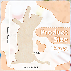 Незаконченные вырезки из дерева в форме кошки&nbsp;DIY-WH0671-029A