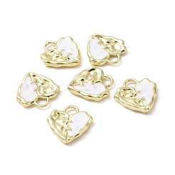 合金エナメルチャーム  ライトゴールド  ハート  ホワイト  19x18x3mm  穴：4x4mm&nbsp;PALLOY-F285-03C-LG