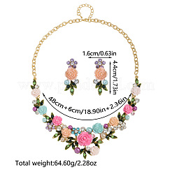Blumenlegierung Strass & Acryl Imitation Perle Ohrringe & Halsketten Sets für Frauen&nbsp;FS-WG42C19-01