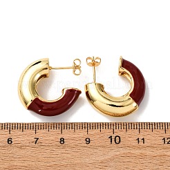 Серьги-гвоздики в форме буквы С из латуни с эмалью EJEW-D332-02B-G