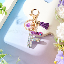Porte-clés cœur en résine et alliage&nbsp;KEYC-TADJ0002-01G-F