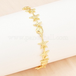 Браслеты из латунной цепочки для женщин&nbsp;BJEW-A090-06B-G