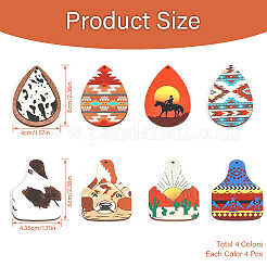 32шт 8 стильные односторонние большие подвески из липы с принтом WOOD-CA0001-61