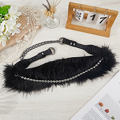 Ceintures à chaîne en similicuir noir et fausse fourrure pour femmes&nbsp;AJEW-WH20006-388B-03