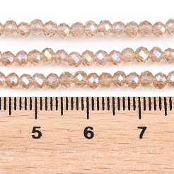 電気メッキガラスビーズセット  ABカラーメッキ  ファセットロンデル  リネン  2.9~3.3x2mm  穴：0.5mm  約135~140個/連  32~34cm&nbsp;EGLA-R048-2mm-33
