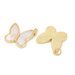 Подвески из латуни с натуральными белыми ракушками&nbsp;KK-U058-30G-02