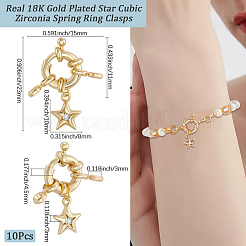 10 шт. латунные застежки-кольца с прозрачным кубическим цирконием KK-BBC0020-07