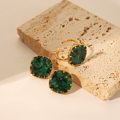 Комплекты колец и серег из ромбовидной синтетической бирюзы VQ5584-1