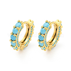 Серьга-кольцо из латуни с микропаве из кубического циркония EJEW-C102-13G