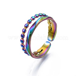 Полое широкое манжетное кольцо из нержавеющей стали 304&nbsp;RJEW-N038-100