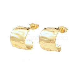 Латунные серьги-гвоздики в форме буквы С EJEW-F389-24G