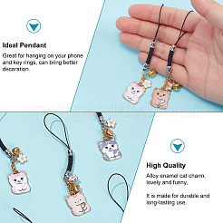 Подвески из эмали из сплава «кошки и цветы» HJEW-AB00717