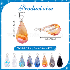 32шт 8 цвета стеклянные подвески&nbsp;PALLOY-PH01784