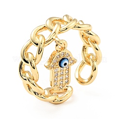 Кубический цирконий хамса рука с дурным глазом открытая манжета кольцо с эмалью KK-D080-05G