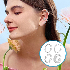 4 paio di orecchini a polsino in argento sterling&nbsp;EJEW-PH0001-38P