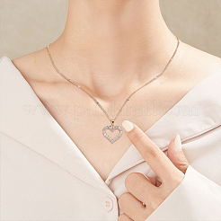 Collana con ciondolo a forma di cuore cavo con strass in 2 colori&nbsp;NJEW-AN0001-70