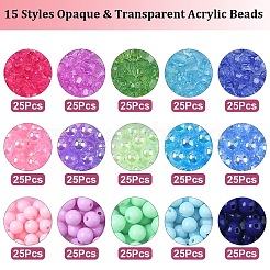 345шт 15 стиля непрозрачные и прозрачные акриловые бусины&nbsp;MACR-YW0003-95
