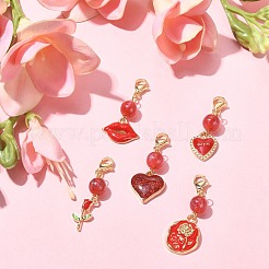 5 pezzo di decorazioni per pendenti in smalto in lega di San Valentino&nbsp;HJEW-JM01161-01