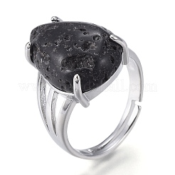 Регулируемые кольца для пальцев из натуральной лавы RJEW-F107-A10