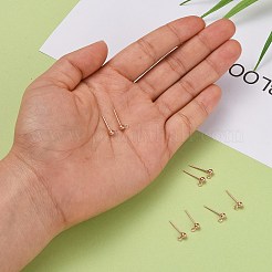 925スターリングシルバースタンドピアスパーツ  スタンプ925個付きイヤリングポスト  ローズゴールド  14mm  ヘッド：6x3mm  穴：1mm  ピン：0.7mm&nbsp;STER-K167-042B-RG