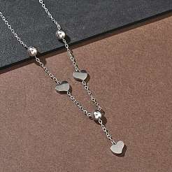 Кулоны в форме сердца из нержавеющей стали 304 с 201 круглой бусиной из нержавеющей стали.&nbsp;NJEW-D269-03P