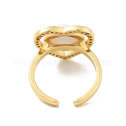 Кубический цирконий сердце с дурным глазом открытая манжета кольцо с акрилом&nbsp;RJEW-B042-05G-04