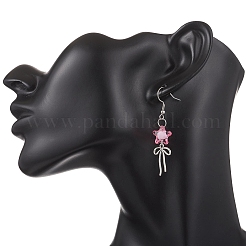 Серьги-подвески из акрилового стекла с цветком и бантом&nbsp;EJEW-JE06794