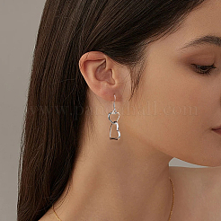 4 пара двухцветных железных сережек-сердечек с подвесками&nbsp;EJEW-HY0001-43