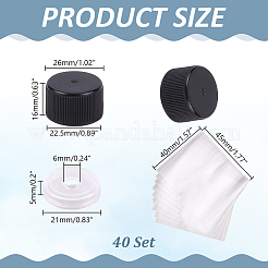 PPプラスチックトマトソースボトルキャップ  PVC熱収縮フィルム付き  ブラック  1.6x2.6cm&nbsp;FIND-AR0006-82