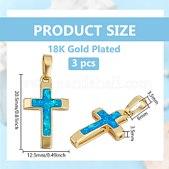 3 pezzo di ottone con pendenti in opale sintetico&nbsp;KK-BC0015-77B