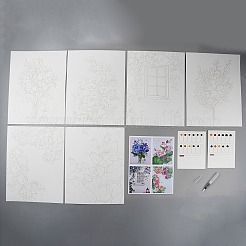 Kit di pittura ad acquerello a tema floreale&nbsp;AJEW-WH20130-205B