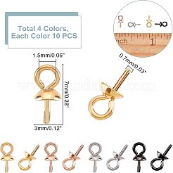 40 шт. 4 цвета ионного покрытия (IP) 304 нержавеющая сталь чаша жемчужные штифты скобы кулоны STAS-UN0032-70