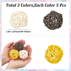 15 pz 3 palline di vimini in rattan colorate&nbsp;AJEW-SC0004-25B