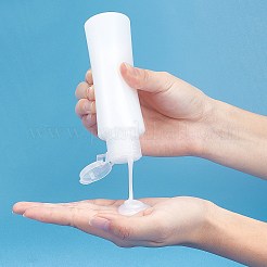 100ml peプラスチック製の空の詰め替え可能なフリップキャップボトル  PPプラスチック蓋付き  旅行液体化粧品保管用ボトルを絞る  透明  12.5cm  容量：100ミリリットル&nbsp;LS-MRMJ-WH0037-13C