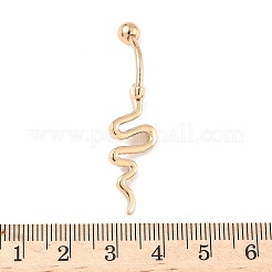 Кольца для живота с изогнутой штангой из змеиной латуни с микропаве из прозрачного кубического циркония AJEW-L099-03G