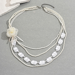 Элегантные винтажные пластиковые многослойные жемчужные цветочные подвески-ожерелья для женщин LQ8641