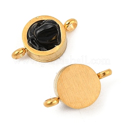 Натуральные смешанные драгоценные камни чип 304 нержавеющая сталь плоские круглые соединители подвески KK-P300-30G