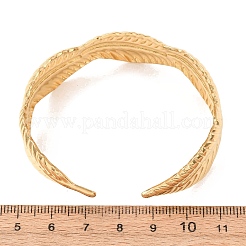 女性用304ステンレススチールカフバングル  葉  ゴールドカラー  内径：1.93x2.19インチ（4.9x5.55cm）&nbsp;BJEW-C155-01E-G