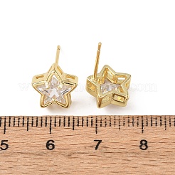 Messing Micro Pave klare Zirkonia Ohrstecker&nbsp;EJEW-C174-02C-G