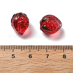 Прозрачные стеклянные эмалевые бусины клубника&nbsp;LAMP-V001-05C