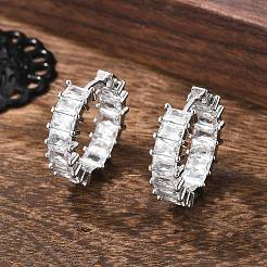 Серьги-кольца из латуни с микро-паве из фианита&nbsp;EJEW-K083-37P-B