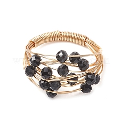 Перстни из натурального черного турмалина&nbsp;RJEW-TA00221-04