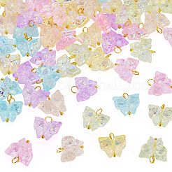 60 Stück 6 Farben galvanisierte transparente Glasanhänger&nbsp;PALLOY-TAC0287