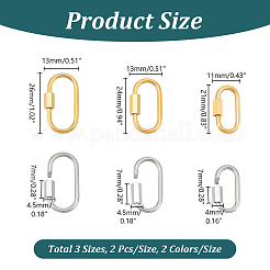 6 шт. 6 цвета 304 нержавеющая сталь винтовой карабин замок подвески FIND-UN0003-49