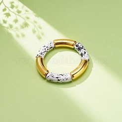 Bracciale elasticizzato da donna con perline in tubo curvo in acrilico bicolore&nbsp;BJEW-JB08441